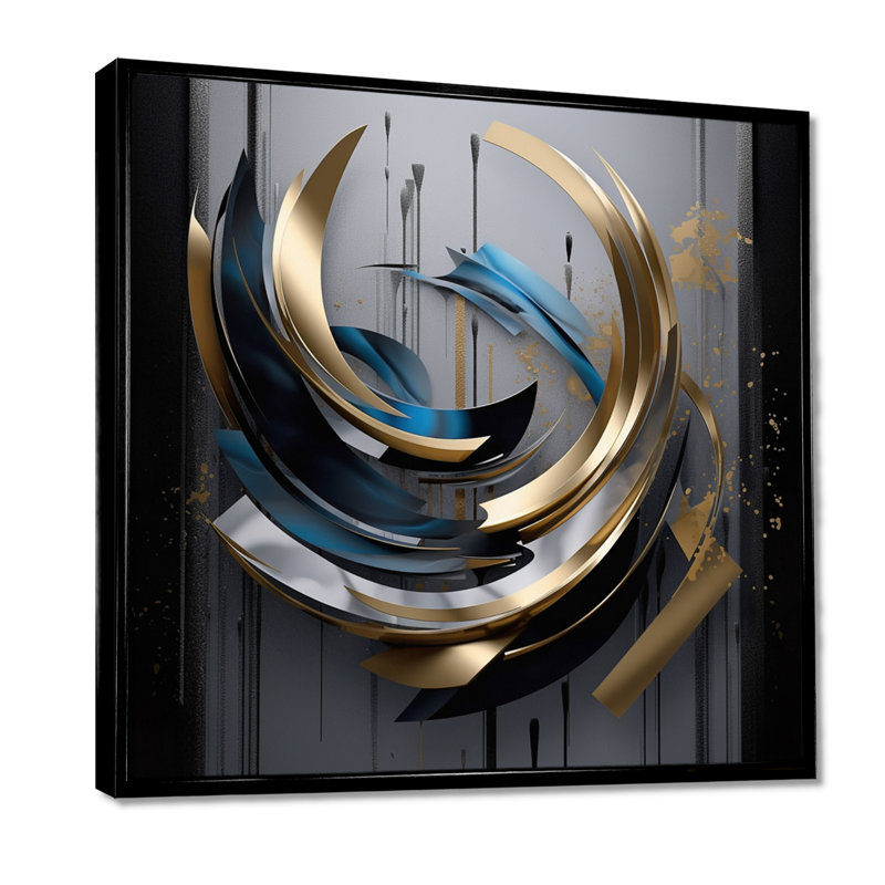 «Swirling Dynamics Futur Aesthetic - Abstract Spirals Wall Art Living Room», Toile avec cadre flottant noir
