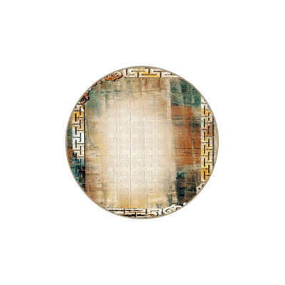 Framed Siesta Motif Traditional Woven Based Washable Carpet