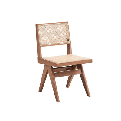 Chaise d'appoint 2 pour patio extérieur, finition naturelle, structure en bois d'hévéa et contreplaqué, panneaux à tissage géométrique, 22 po Profondeur x 18 largeur 32 hauteur 2 chaises avec et - ajouter du style à votre espace