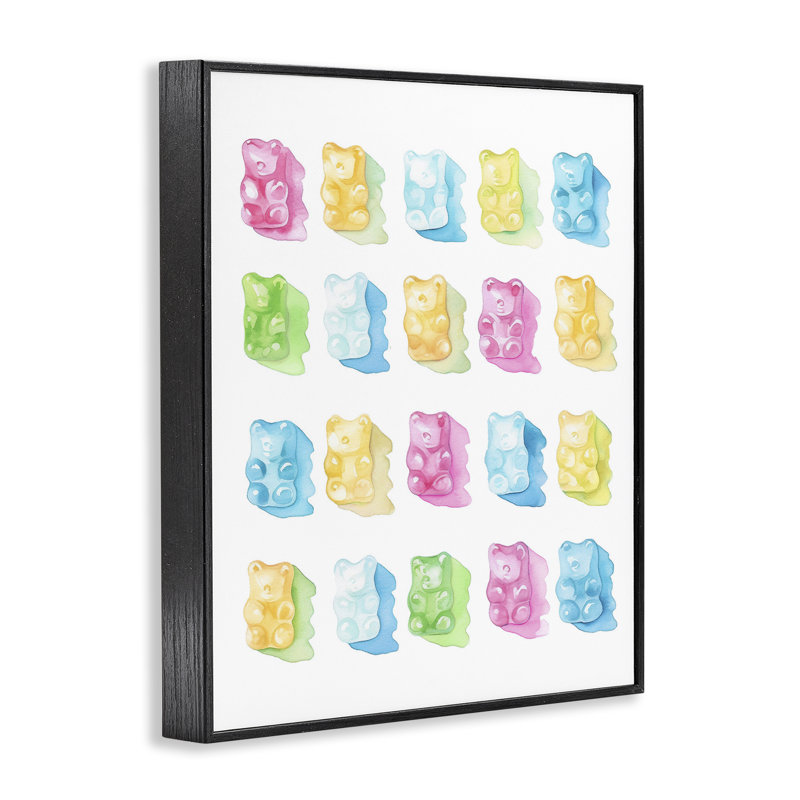 Collection Pastel Candy Bears, giclée encadrée, design par Lil 'Rue, H 14 po x l 11 po, Giclée encadrée noir minuit