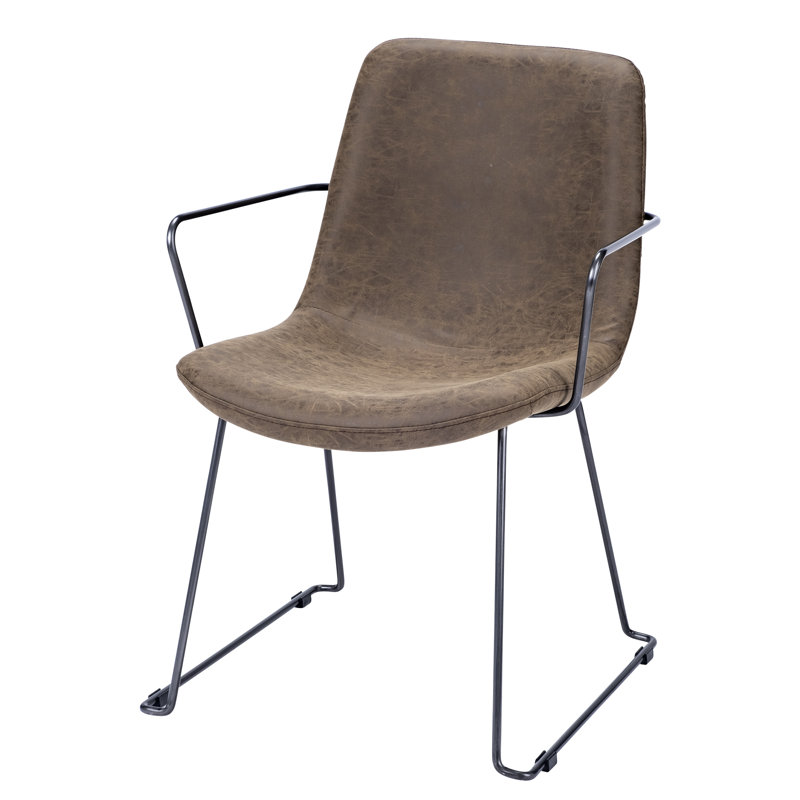 Fauteuil rembourré noir Nivens, Brun clair