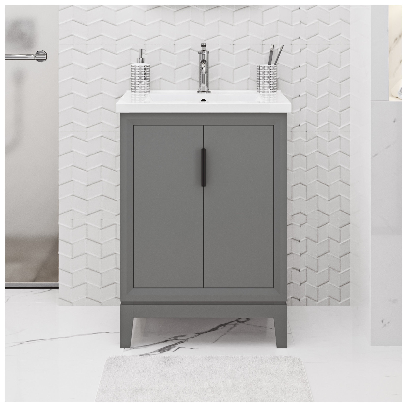 Finck 24.2'' Single Bathroom Vanity, Cashmere Gray, Matte Black