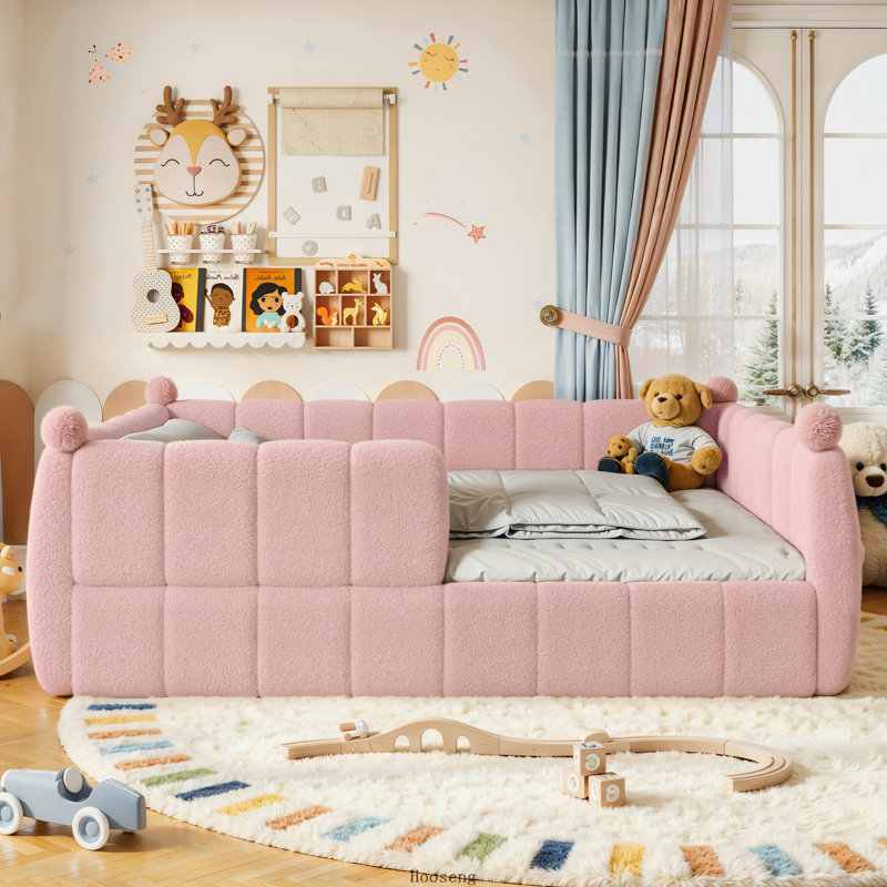 Grand lit rembourré Montessori, Grand lit, Rose