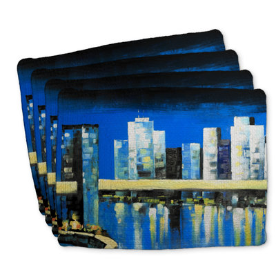 Skyline of Lower Manhattan Braided Polyester Placemats | Set of 4