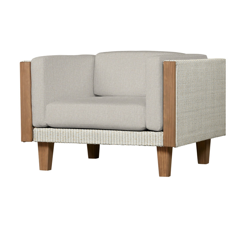 Catalina Outdoor Teak Lounge Chair, Loveboat Saffron, Antique White