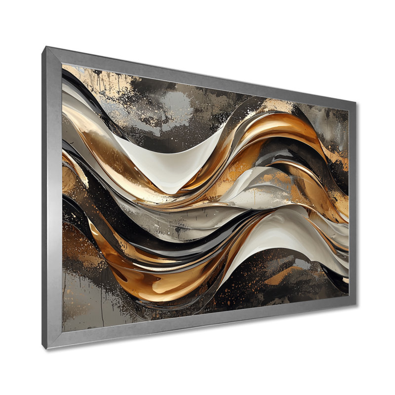 Wightman - Abstract Wall Art, Silver, Single Picture Framed Print, 12" H x 20" W