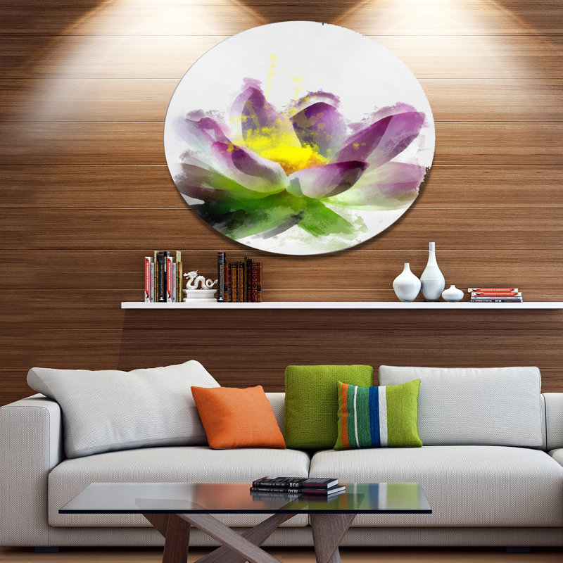 «Lotus Flower Sketch Watercolor», reproduction de peinture à l'huile sur métal, H 23 po x l 23 po
