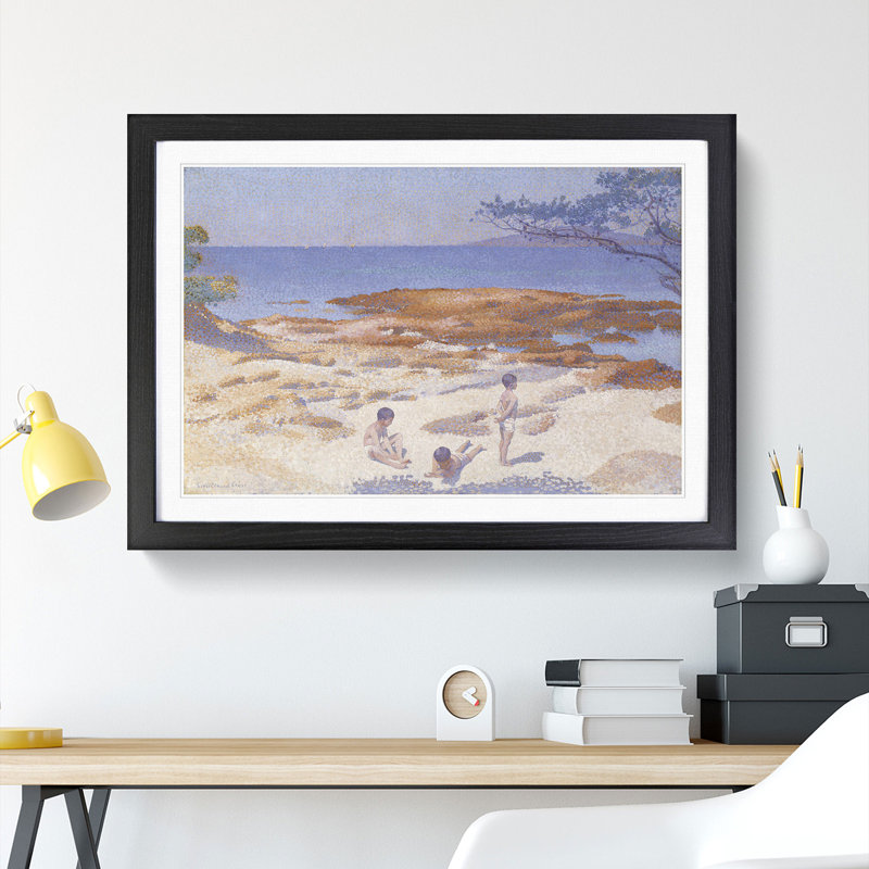 Beach at Cabasson by Henri-Edmond Cross - Picture Frame Painting, Black Framed, 48cm H x 65cm W x 2cm D