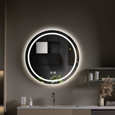 LED Bathroom Mirror with Lights Bathroom Vanity Mirror with Backlit and Front Light,Stepless Dimmable Led for Bathroom,Anti-Fog, Shatter-Proof, Memory, 3 Colors Smart Mirror