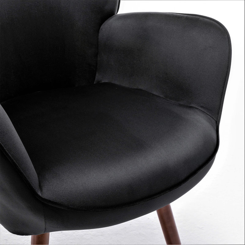 Fauteuil à oreilles de style Mid-Century moderne, fauteuil capitonné en tissu de polyester avec pieds évasés en bois massif pour le bureau de la chambre à coucher et du salon