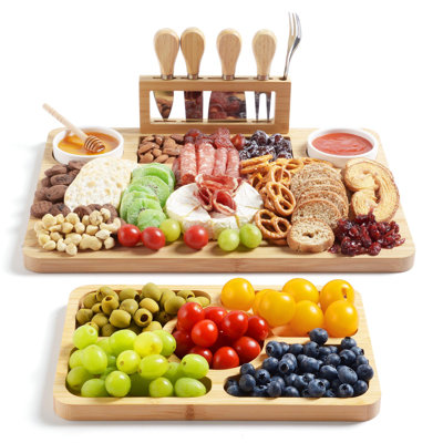 Ensemble de planches et de couteaux en bambou, planche à fromage légère et plateau