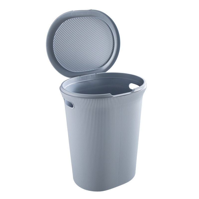 Ribbed Laundry Hamper, Stone Bllue