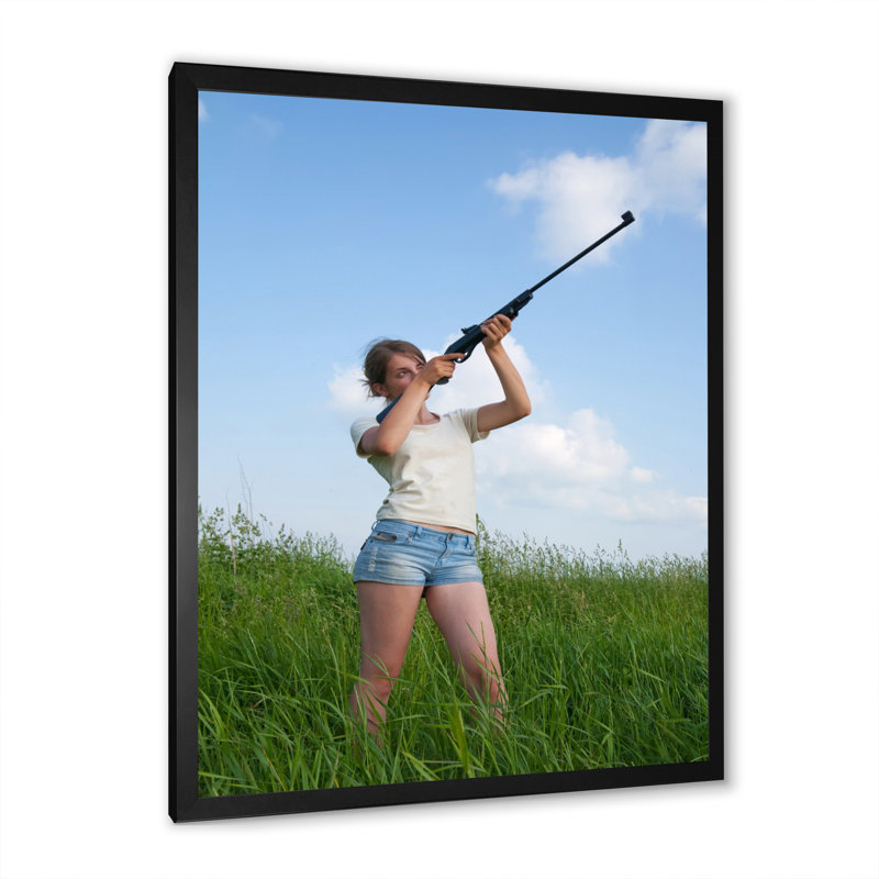 Chasse au lever du soleil II sur toile, H 32 po x l 16 po x P 1 po, Cadre photo noir