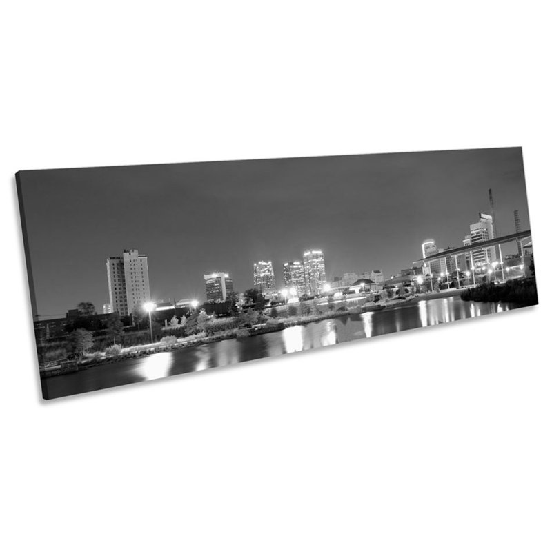 Birmingham Alabama City Skyline B&W - Wrapped Canvas Panoramic Art Prints, 45.72cm H x 137.16cm W