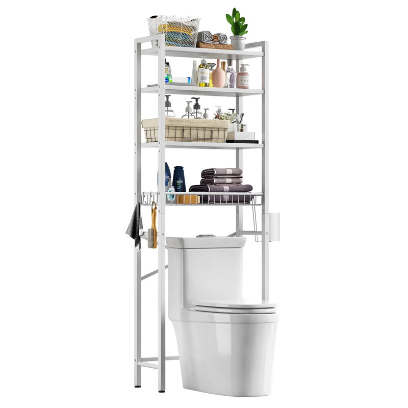 Over The Toilet Storage Shelf, 4-Tier Wooden Bathroom Organizer, Oak Gray
