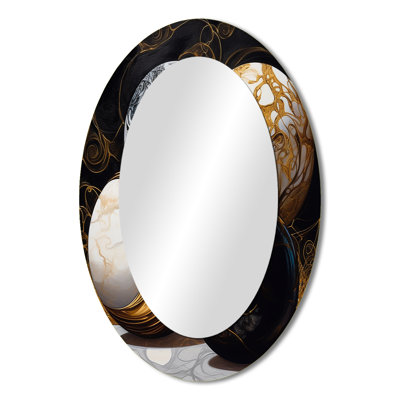 Gold Fragmented Forms - Gold Modern Oval Wall Mirror