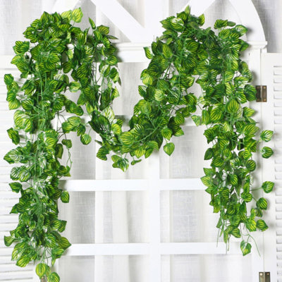 24 Pcs Fake Greenery Hanging Garland, Ivy Leaf Plants, For Wedding Party Garden Home Kitchen Office Wall Decorations，Hanging Plants Backdrop for Room Bedroom Wall Decor, Green Leaves for Jungle Theme Party Wedding Decoration