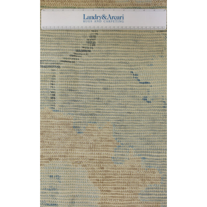 Tapis bleu en laine rectangulaire unique 11 pi 7 po x 13 pi 8 po Oushak Rugs