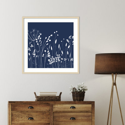Indigo Flowers II by Northern Lights Wood Framed Wall Art Print