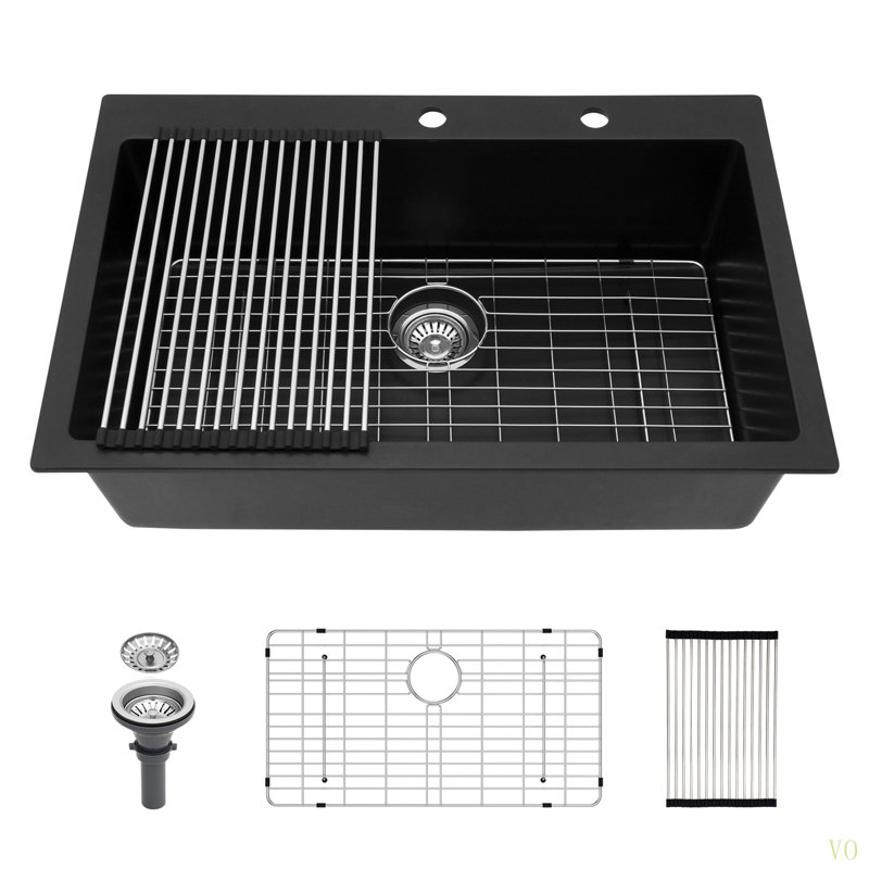 Quartz Kitchen Sink - 33X22"  Granite Composite Drop In Kitchen Sink