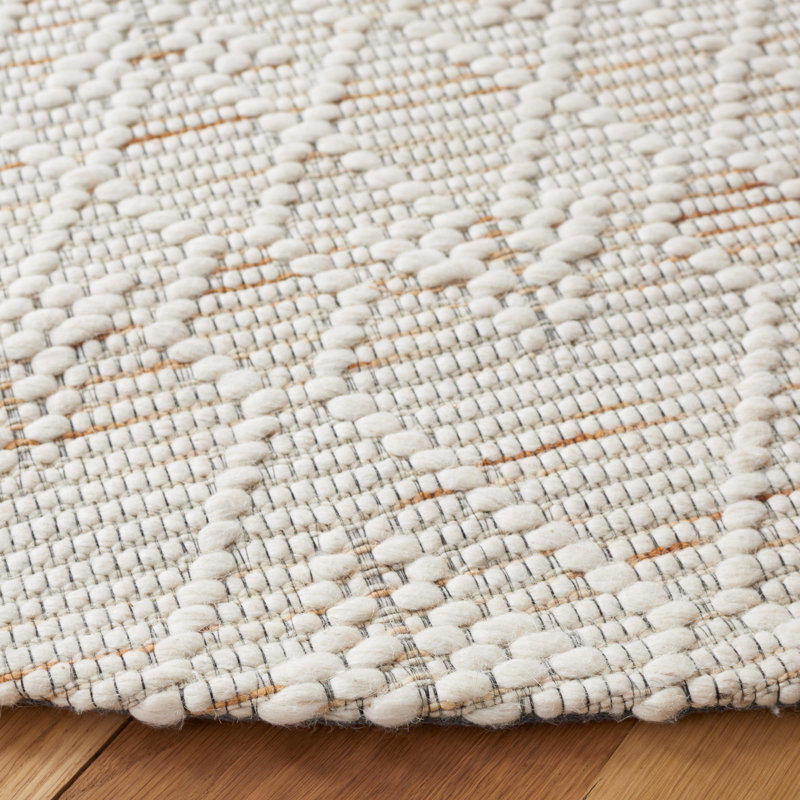 Tapis géométrique en laine et en polyester tissé à la main Manya, Rond 6 pi