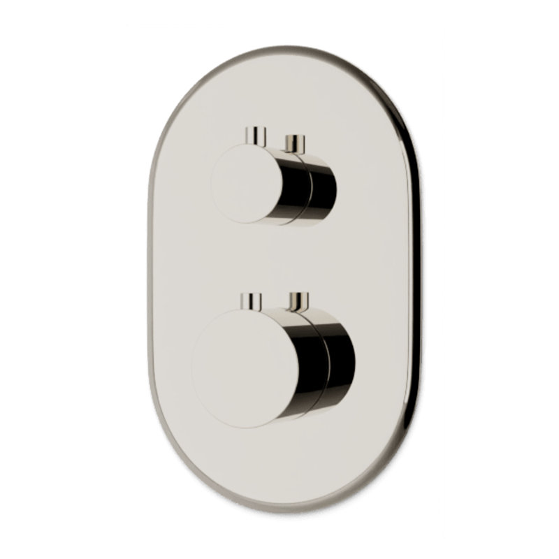 Thermostat classique avec inverseur à 3 voies et garniture de position d'arrêt, Nickel poli