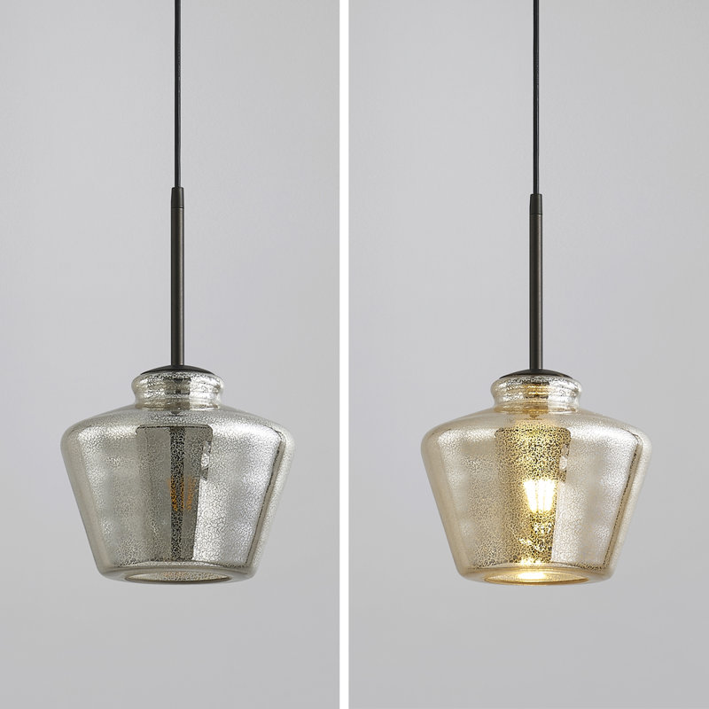 Luminaire suspendu 1 lumière Shwana, Bronze foncé, Mercurisé