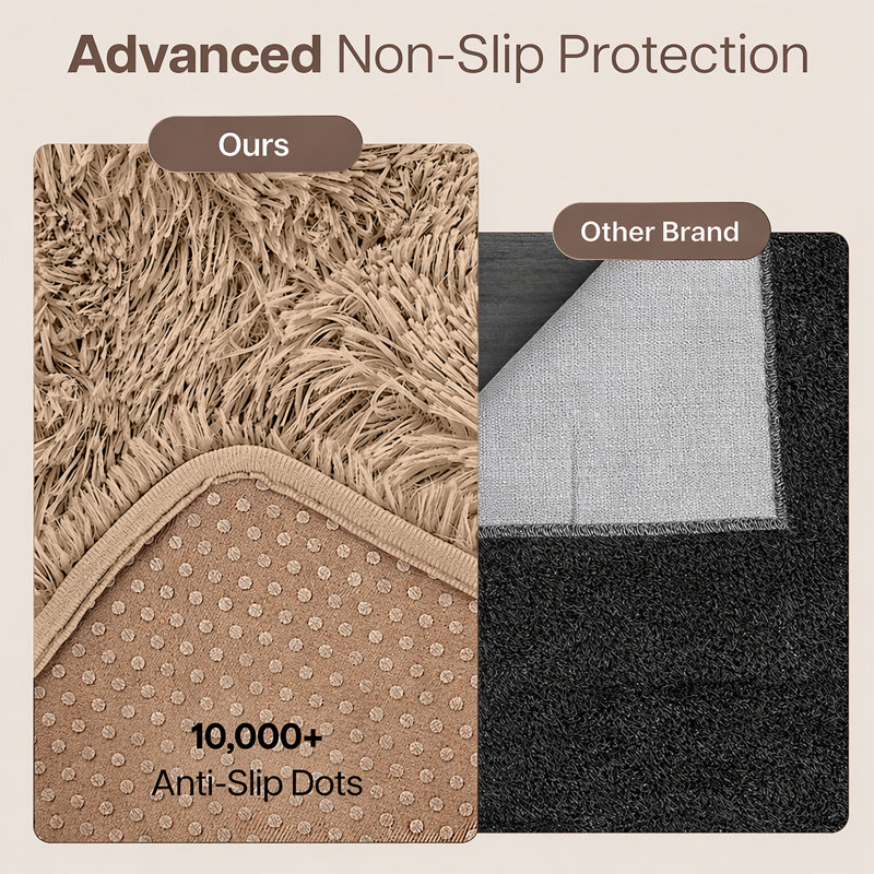 Aspire Homeware Beige Shaggy Area Rug Soft Plush Indoor Carpet, Rectangle 120cm Width X 170cm Length