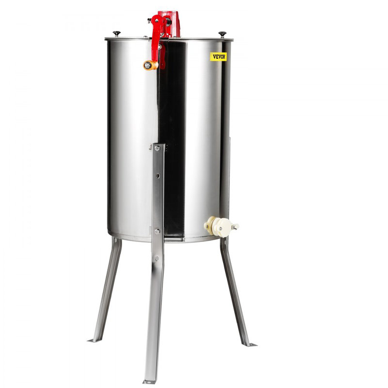 Extracteur de miel manuel, extracteur de filière de miel à 2 ou 4 cadres, extracteur d'apiculture en acier inoxydable, tambour de nid d'abeille avec couvercle, équipement de centrifugation de rucher avec support à hauteur réglable