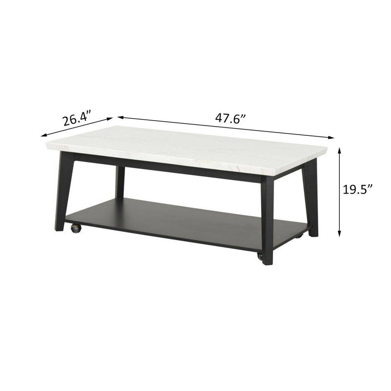 Rect Marble Coffee Table W/ Casters