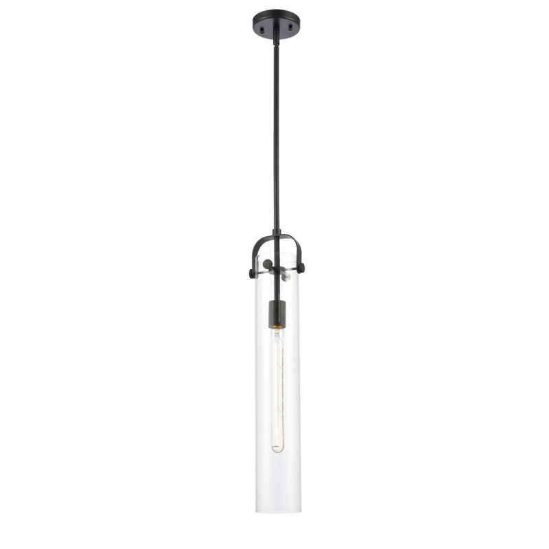 Luminaire suspendu cylindrique à 1 lumière Fenecia, Noir mat