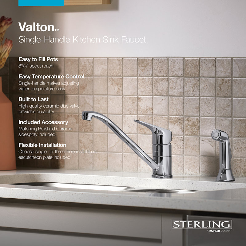 Valton Single Handle Kitchen Faucet with Side Spray
