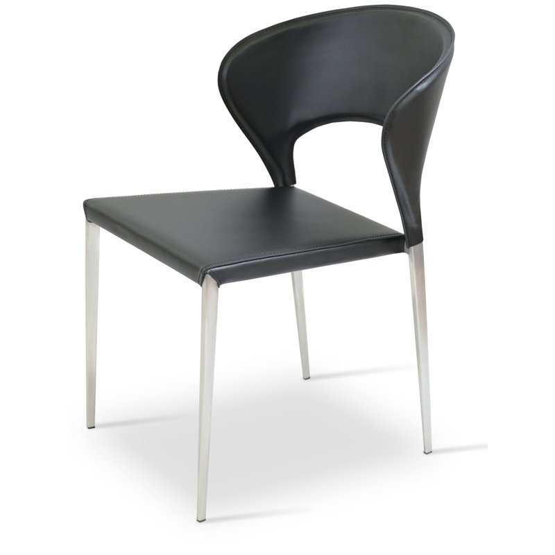 Chaise d'appoint en métal Prada en cuir noir