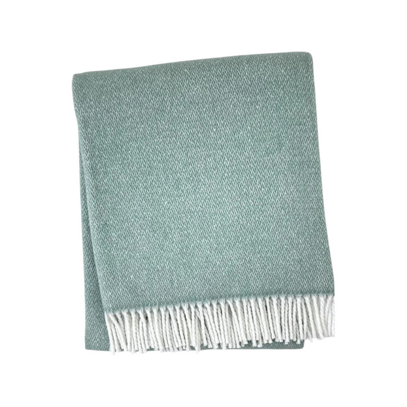 Jeté 55 po x 70 po en mélange de coton sauge et blanc