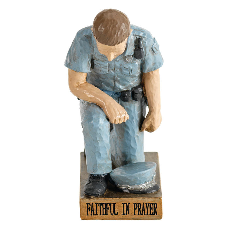 Figurine sculptée en bois priant de officier de police Abingt