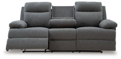 Side-Swipe Reclining Sofa with Drop Down Table, Charcoal