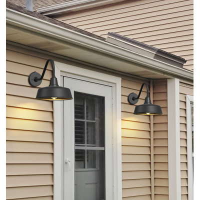 Toril Black Finish Outdoor Dusk to Dawn Wall Barn Lights Set