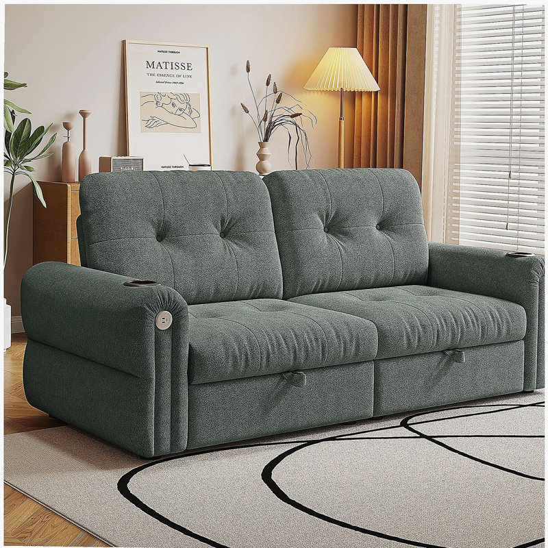It is a multi-functional sofa, a 77-inch convertible sofa bed, and a 2-in-1 piece suitable for both sitting and lying down. Made of  Sheneyron fabric, it is suitable for living rooms, bedrooms