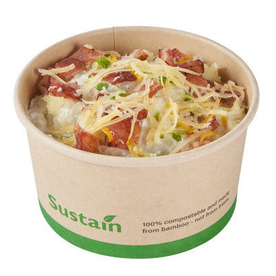 Restaurantware-Sustain 8 Ounce Paper Soup Containers, 200 Disposable Ice Cream Cups - Lids Sold Separately, With PLA lining, Bamboo To Go Hot Soup Bowls, Compostable, Greaseproof