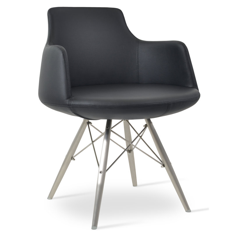 Dervish 18.5'' H Upholstered Armchair, Stainless Steel, Orange