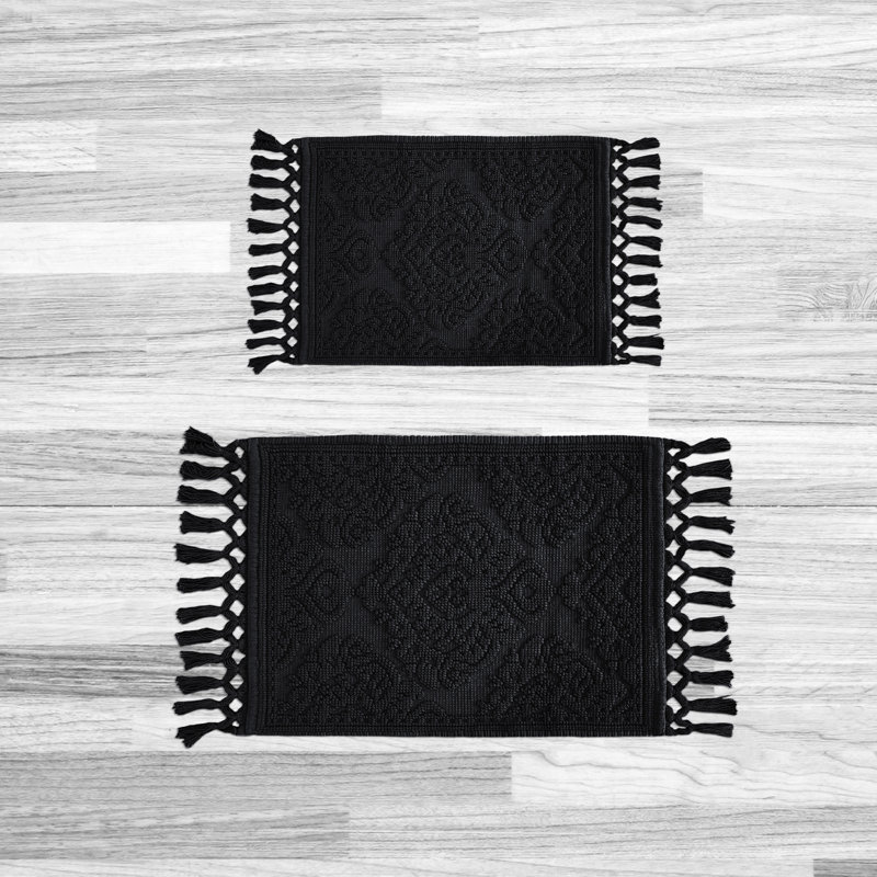 Ricardo 2 Piece Bath Rug Set, Black