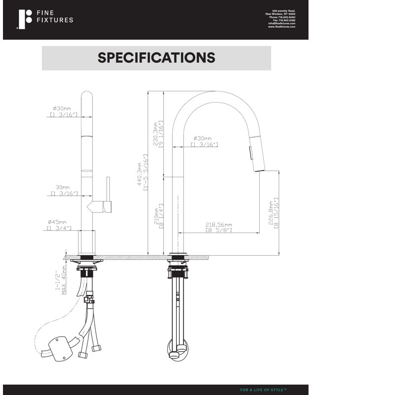 Chrome and Satin Brass Pull Down Single Handle Kitchen Faucet