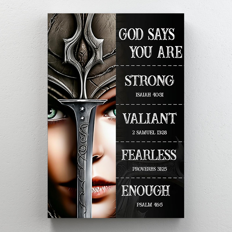 «Woman Warrior God Say You Are», reproduction d'art graphique sur toile tendue 1 pièce, H 36 po x l 24 po x P 1,25 po