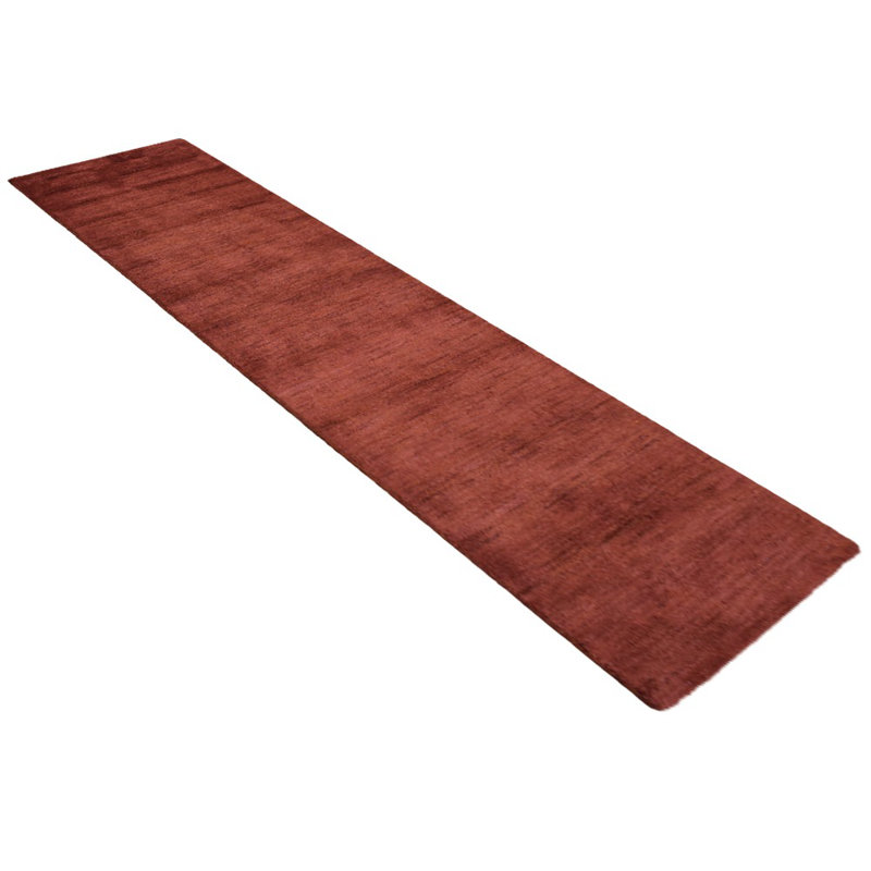 Essie HAND KNOTTED LOOM SILK ECO-FRIENDLY AREA RUGS - Runner | Dark Orange Color | Solid Design | Area Rugs for living room, Bedroom