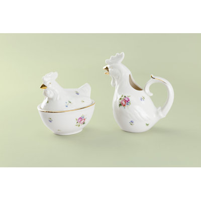 Sugar And Creamer Set with Lid