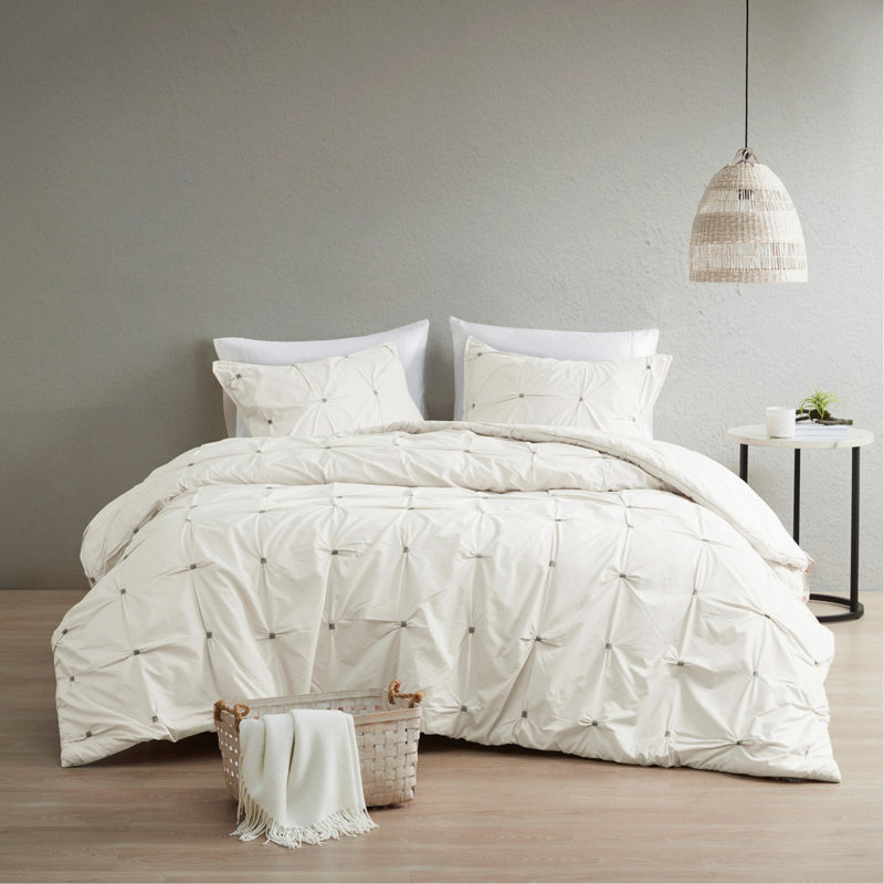 Ensemble de housse de couette en coton 3 pièces avec traitement antimicrobien et design élégant King / Cal King
