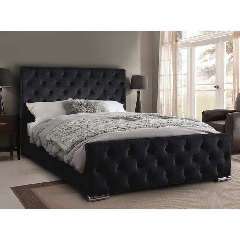 Carlos Upholstered Bed Frame, Small Double (4'), Black
