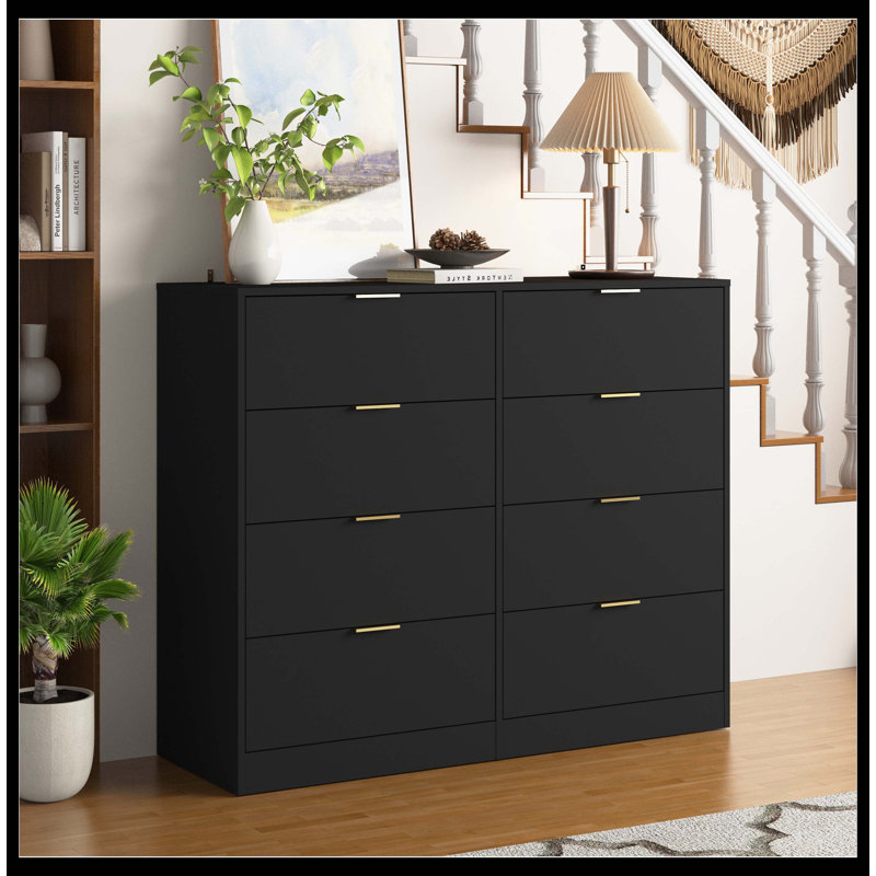 Commode 8 tiroirs Modern, Noir
