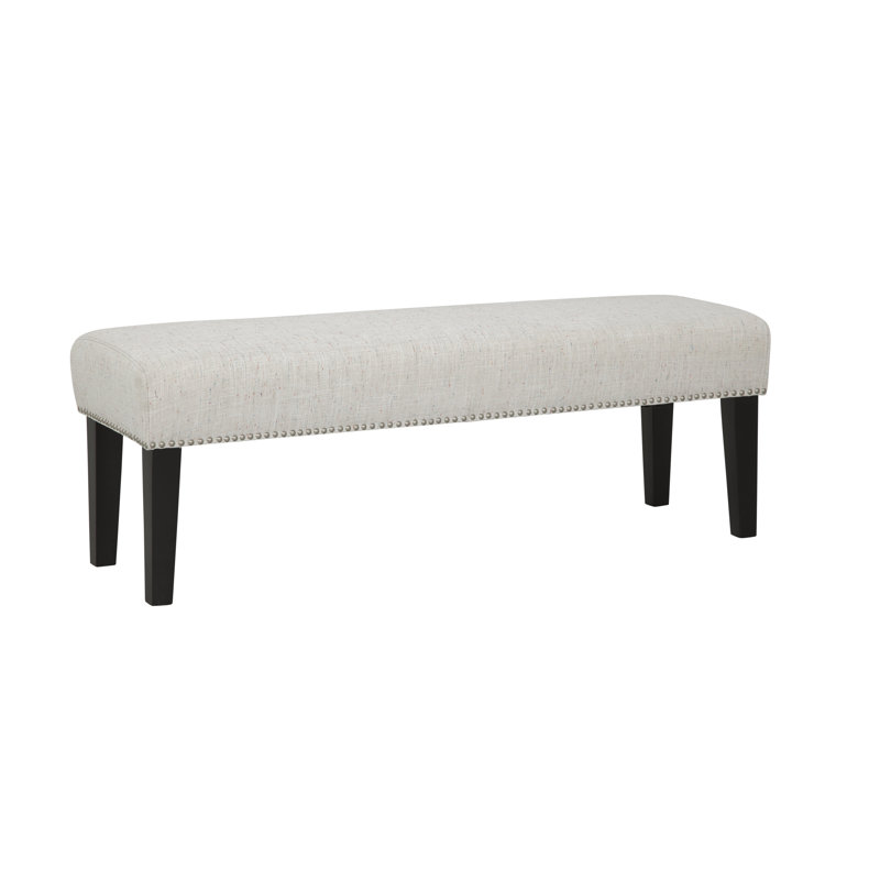 Arboles Miley Upholstered Bench with Silver Nail Trim, Funfetti Cream Speckle, Espresso