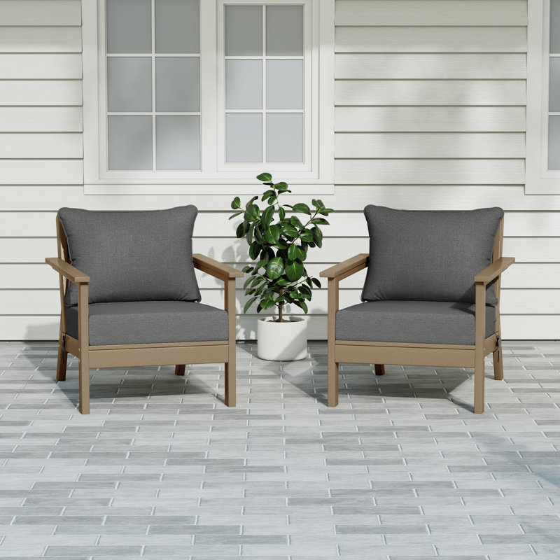 Chaise profonde avec coussins (ensemble de 2), Gris, Marron clair